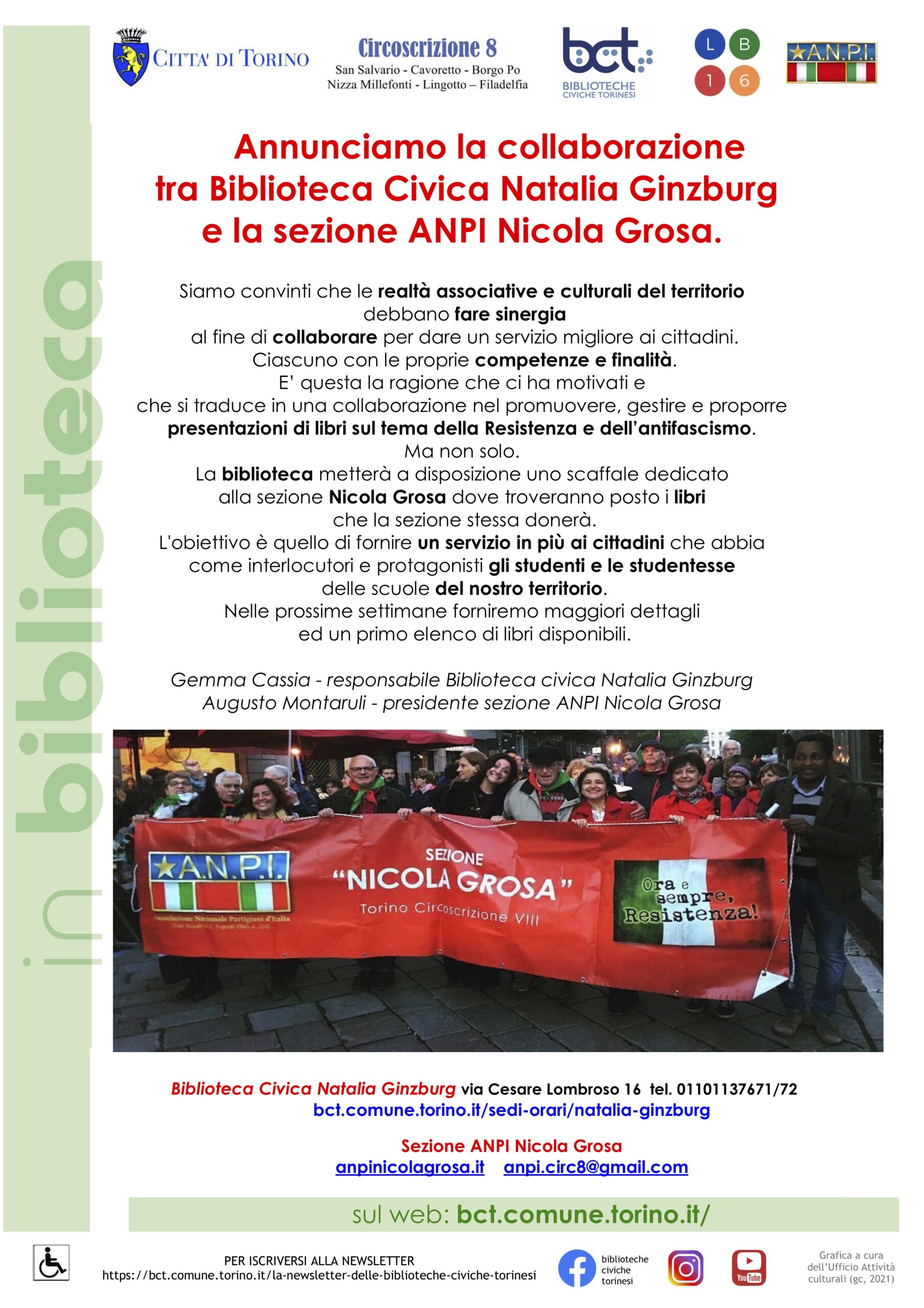 Lo scaffale ANPI alla Ginzburg, arrivano i primi libri